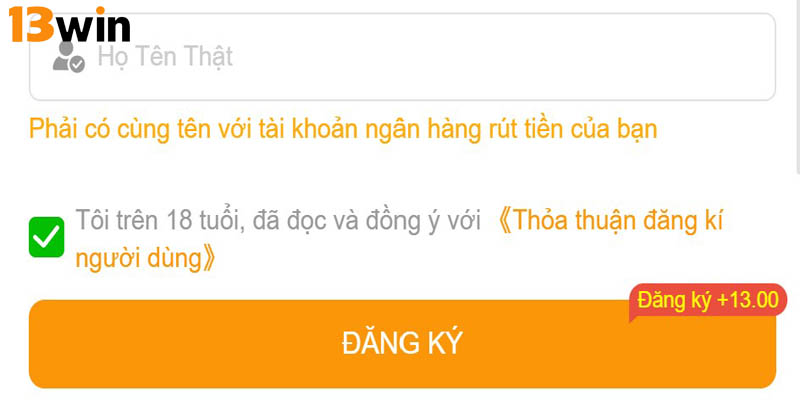 Hướng dẫn đăng ký 13Win cho người chơi mới