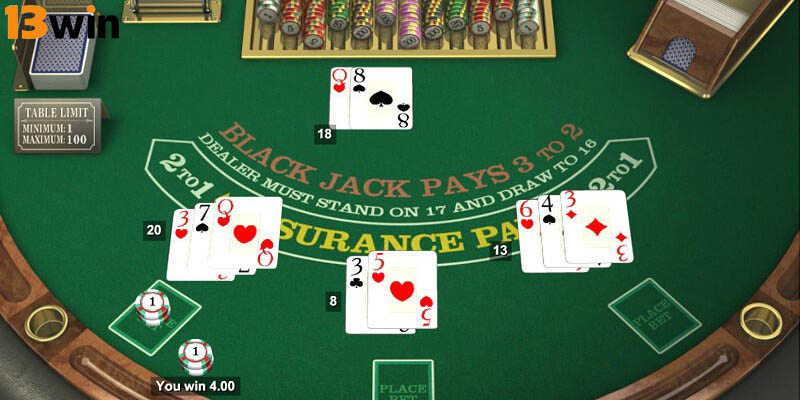 Black Jack 13Win là trò chơi bài so điểm giữa hội viên với nhà cái