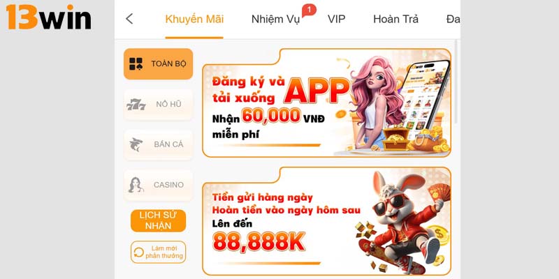 Khuyến mãi 13Win là sự kiện hấp dẫn không nên bỏ qua